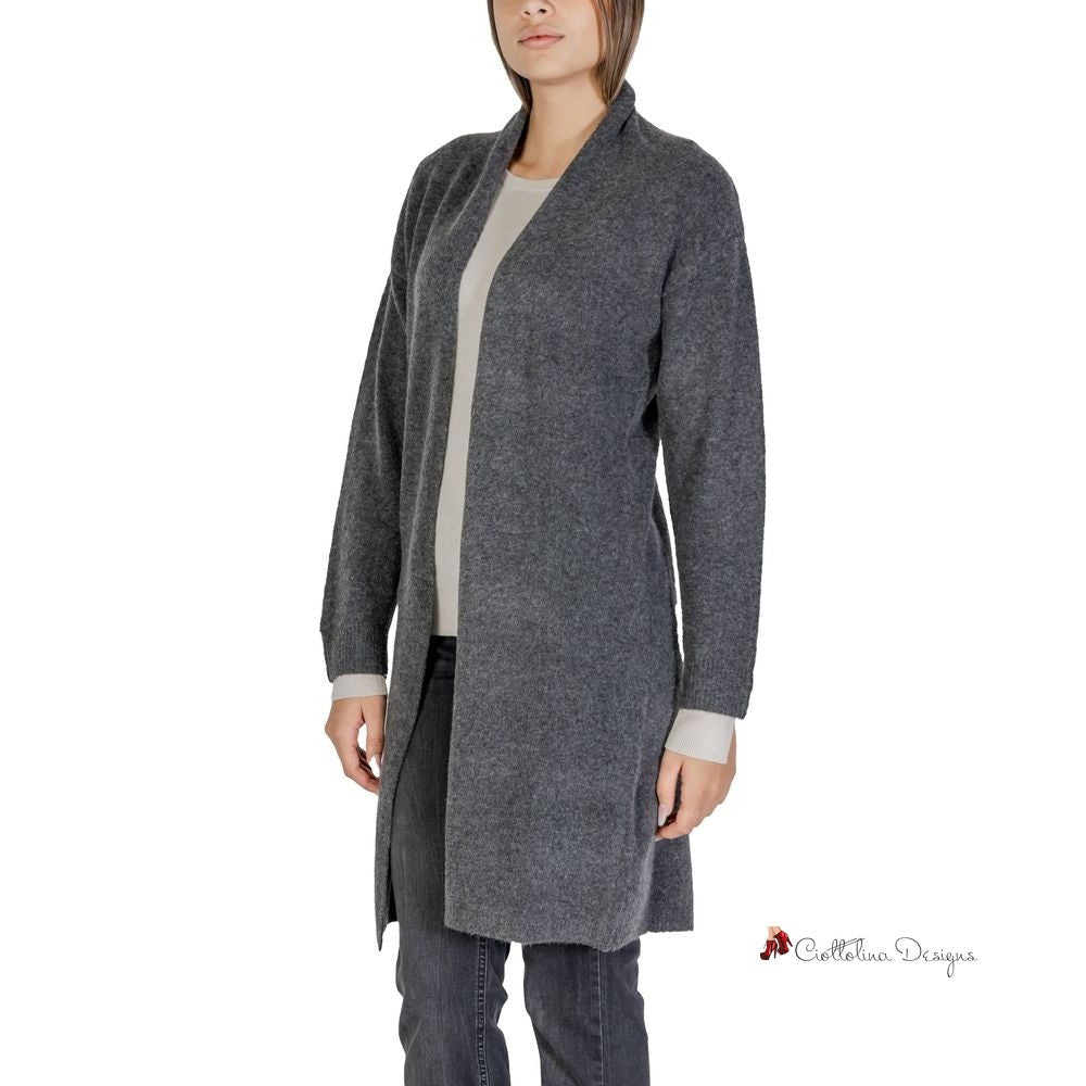 Gray Polyester Cardigan