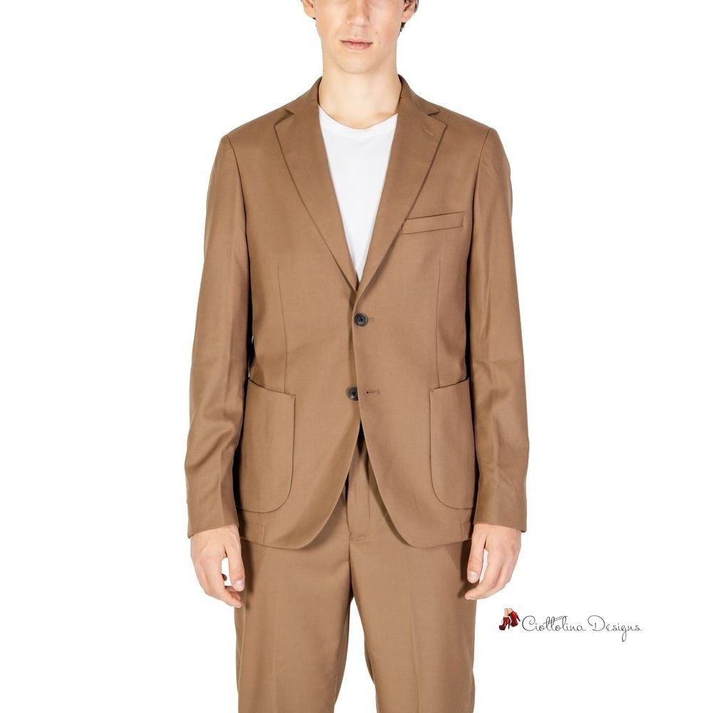 Beige Polyester Blazer