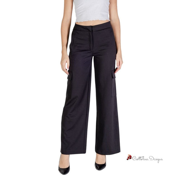 Black Polyester Jeans & Pant