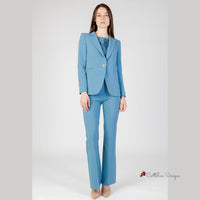 Turquoise Polyester Suits & Blazer