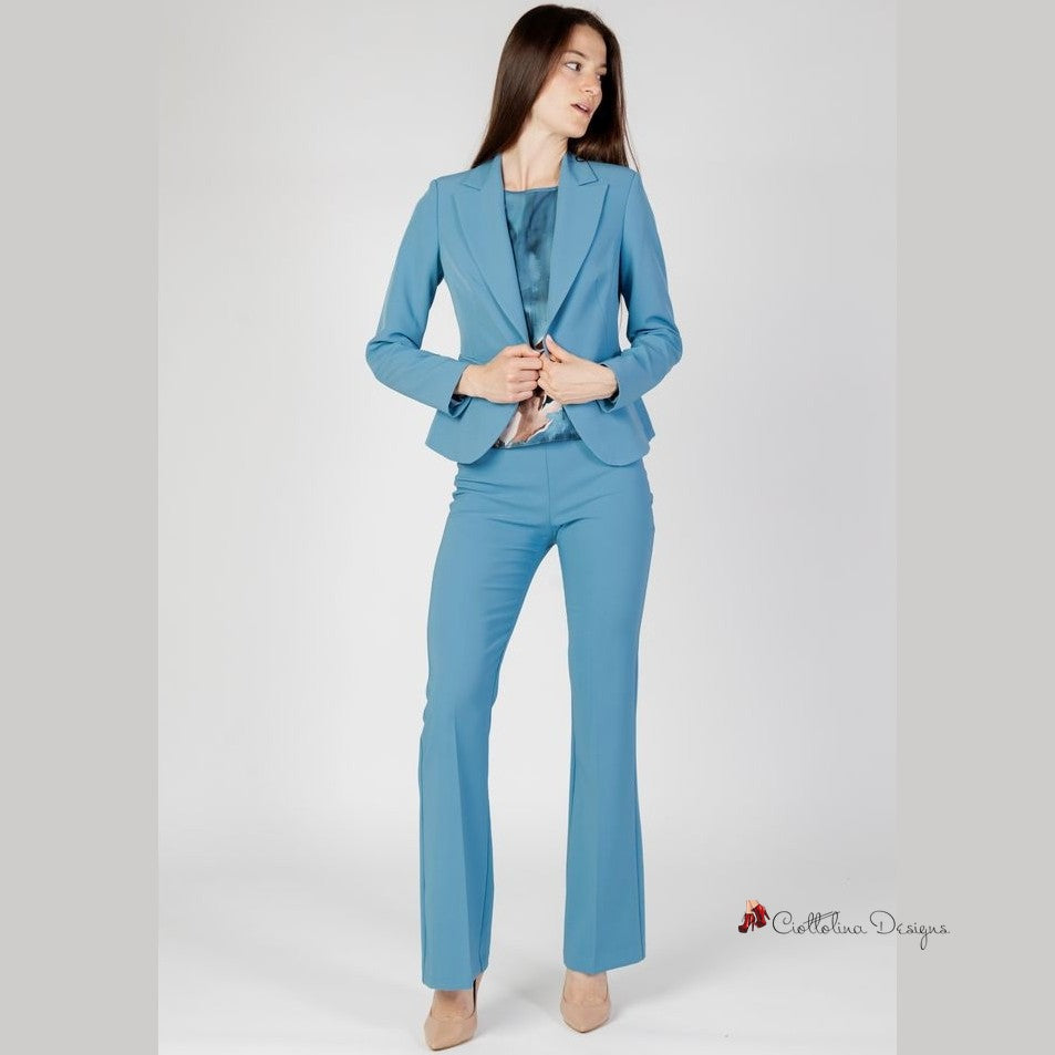 Turquoise Polyester Suits & Blazer