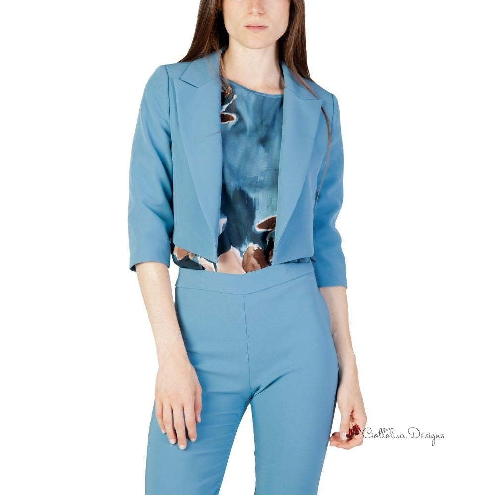 Turquoise Polyester Suits & Blazer