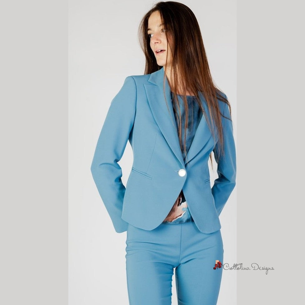 Turquoise Polyester Suits & Blazer