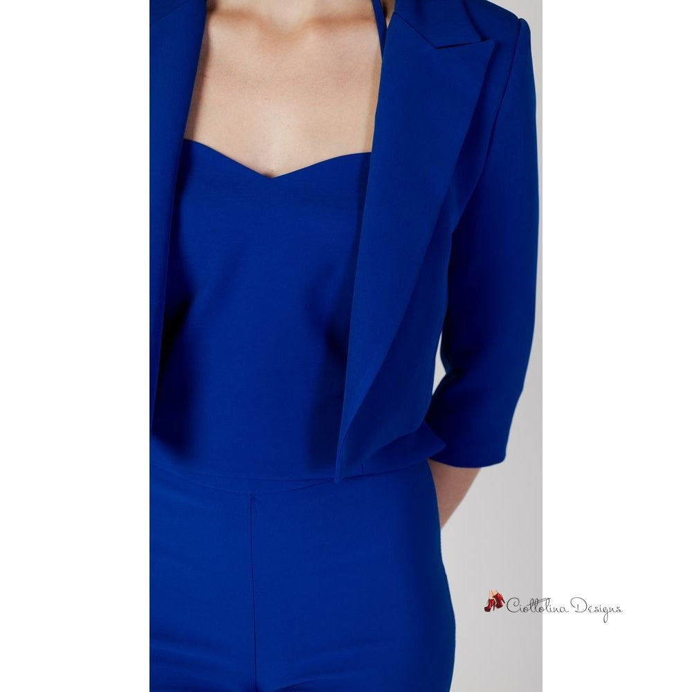 Blue Polyester Suits & Blazer