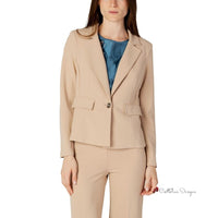 Beige Polyester Suits & Blazer