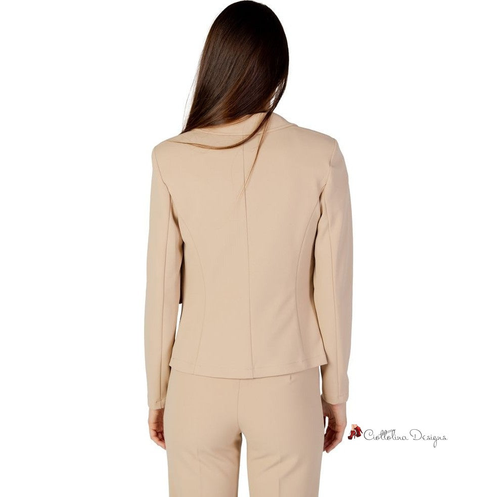 Beige Polyester Suits & Blazer