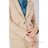 Beige Polyester Suits & Blazer