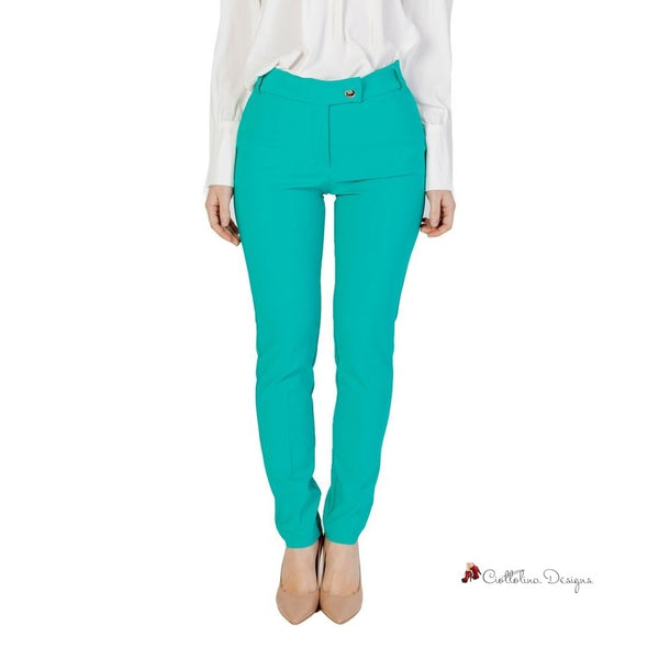 Green Polyester Jeans & Pant