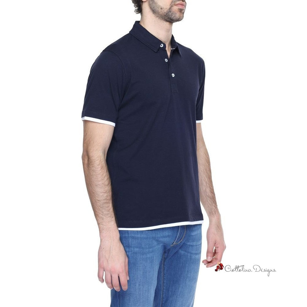 Blue Cotton Polo Shirt