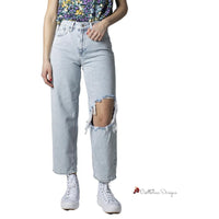 Light Blue Cotton Jeans & Pant