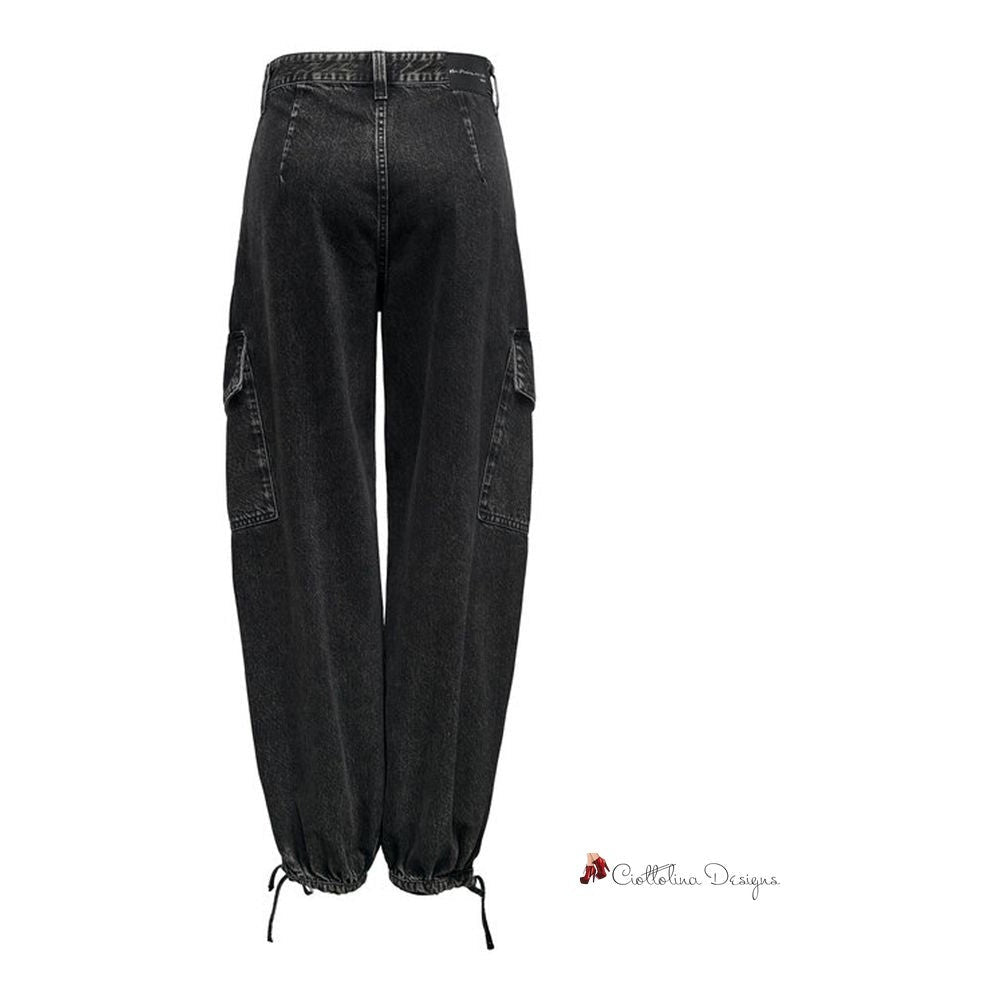 Black Cotton Jeans & Pant