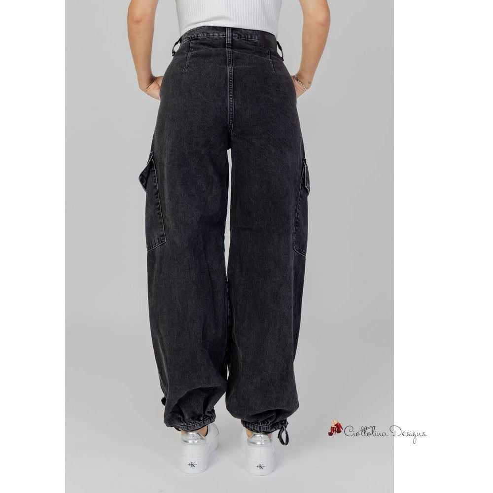 Black Cotton Jeans & Pant