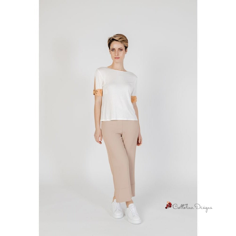 Beige Viscose Tops & T-Shirt