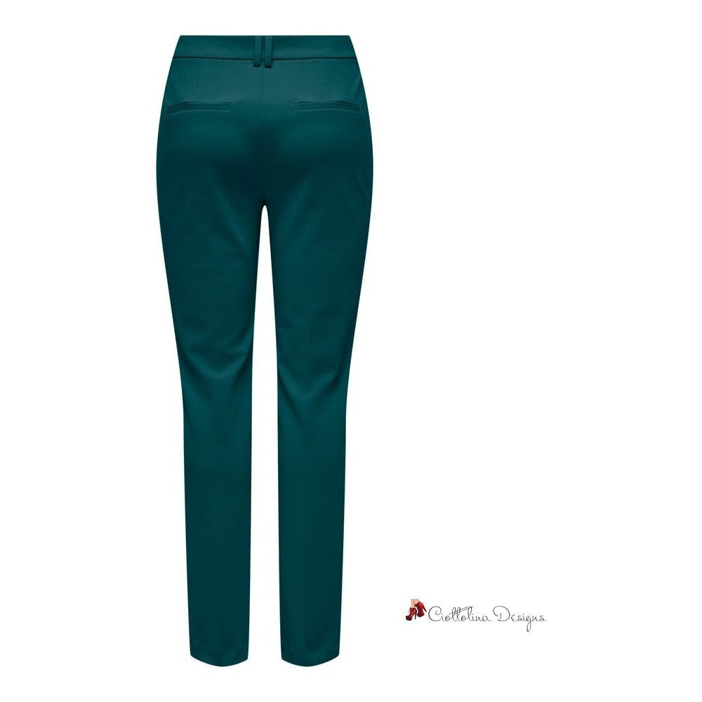 Green Polyester Jeans & Pant