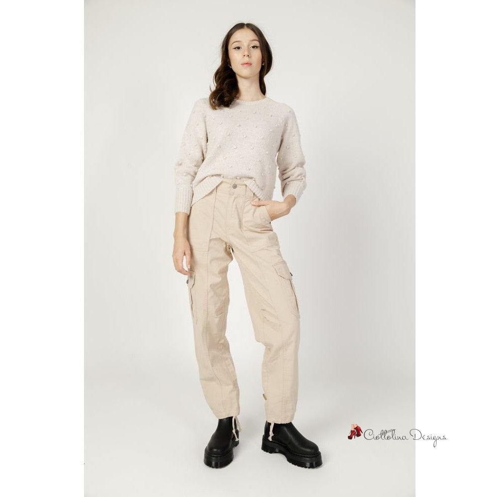 Beige Cotton Jeans & Pant