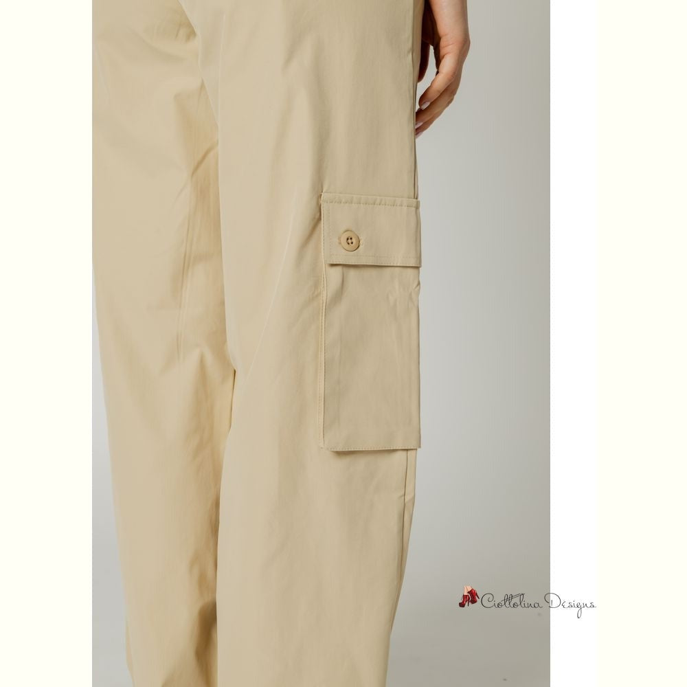 Beige Cotton Jeans & Pant