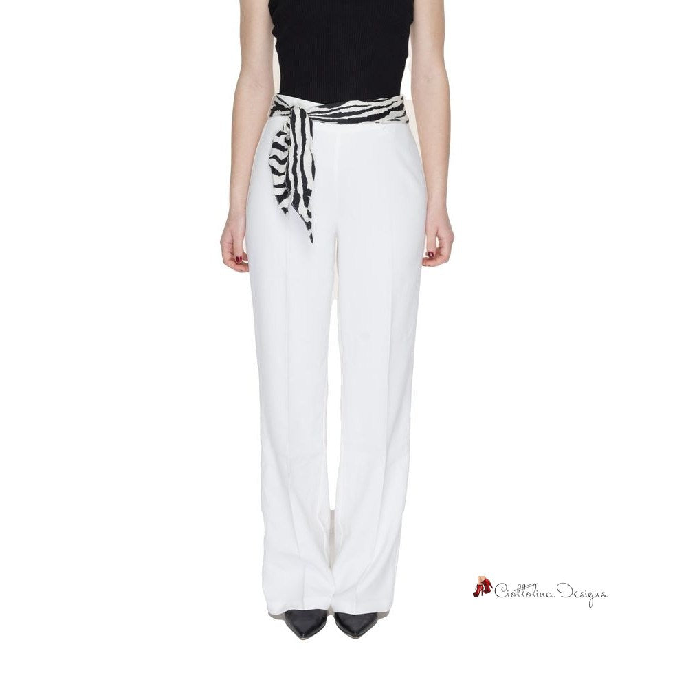 White Polyester Jeans & Pant