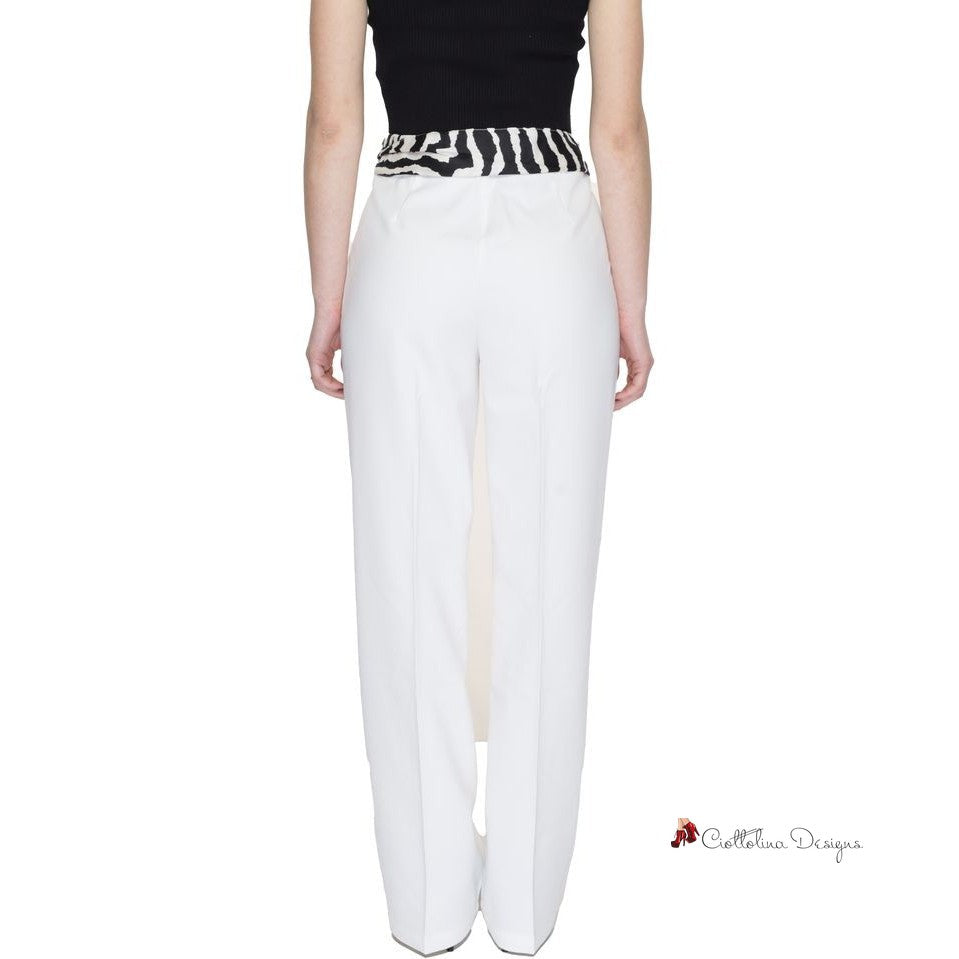 White Polyester Jeans & Pant