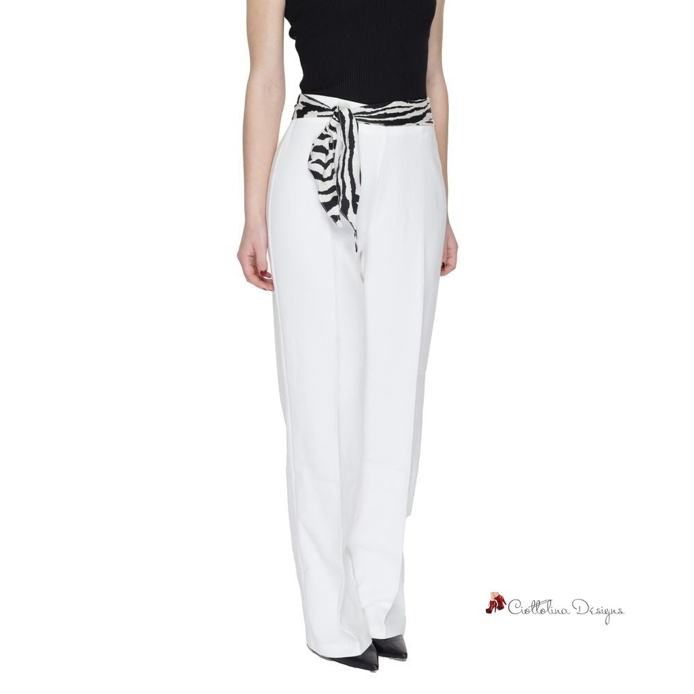 White Polyester Jeans & Pant