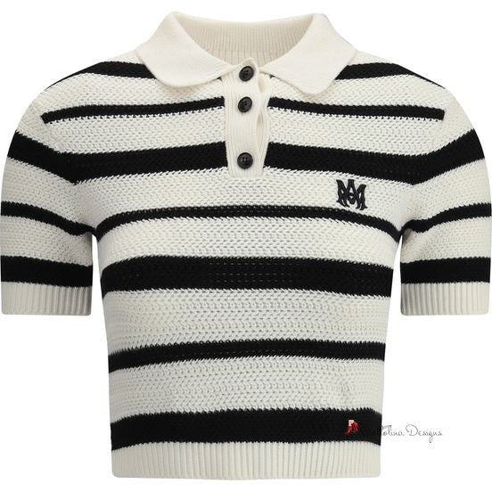 Cropped Striped Polo