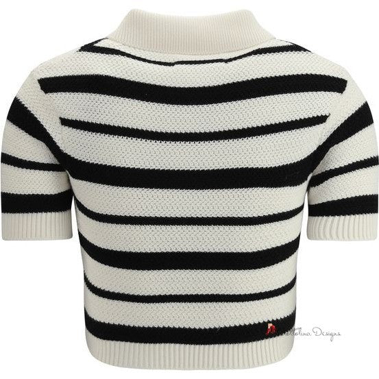 Cropped Striped Polo