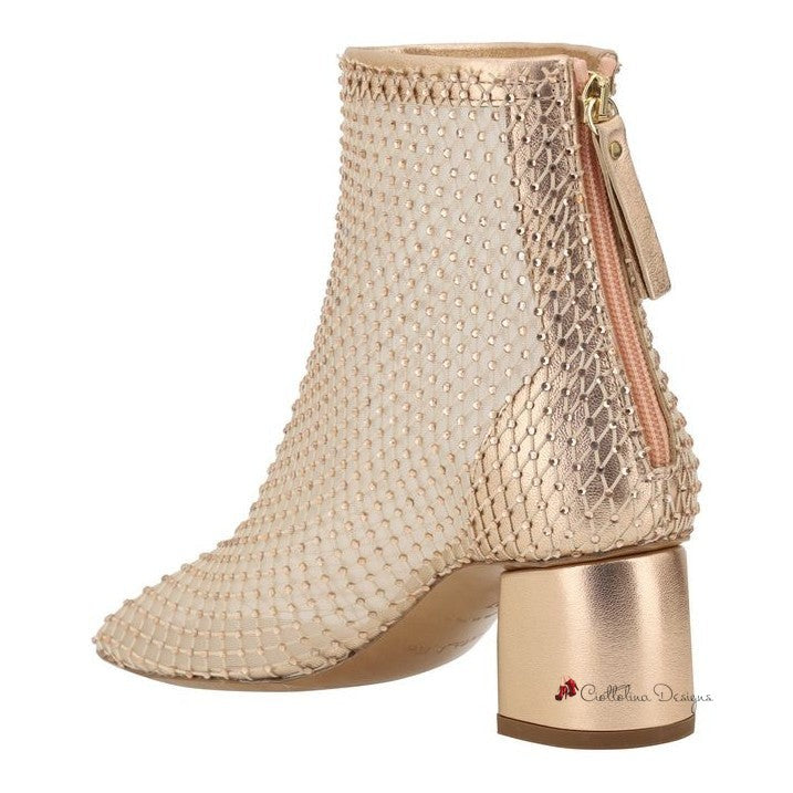 Strass Mesh Ankle Boots