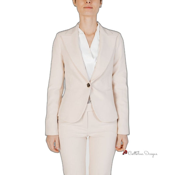 Beige Polyester Suits & Blazer