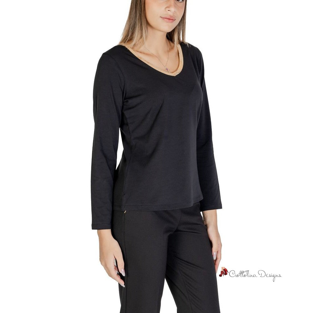 Black Cotton Tops & T-Shirt