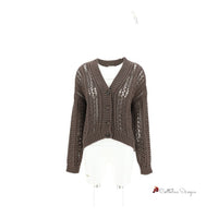 Cardigan in perforated knit