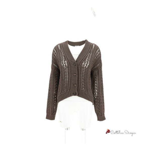 Cardigan in perforated knit