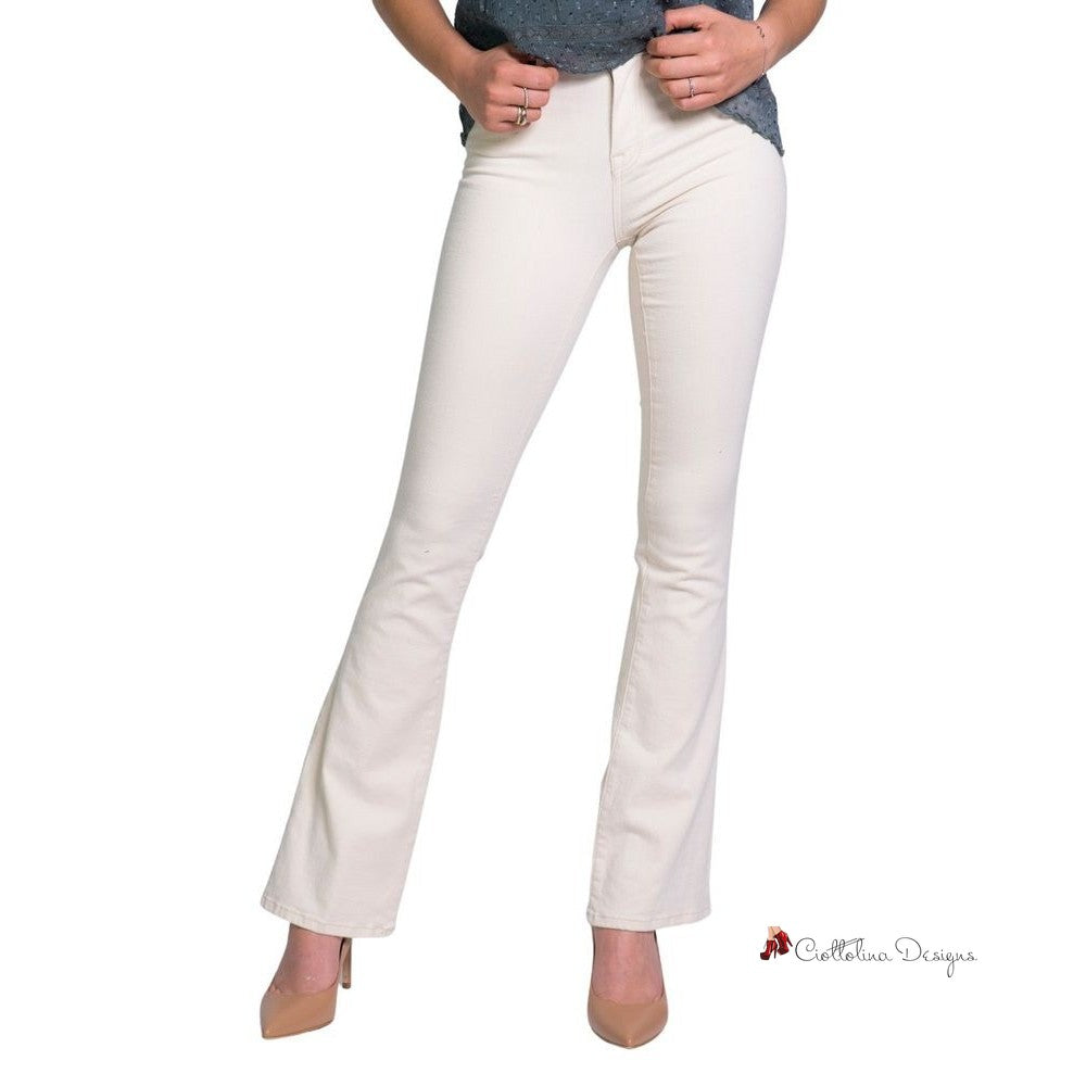 Cream Cotton Jeans & Pant