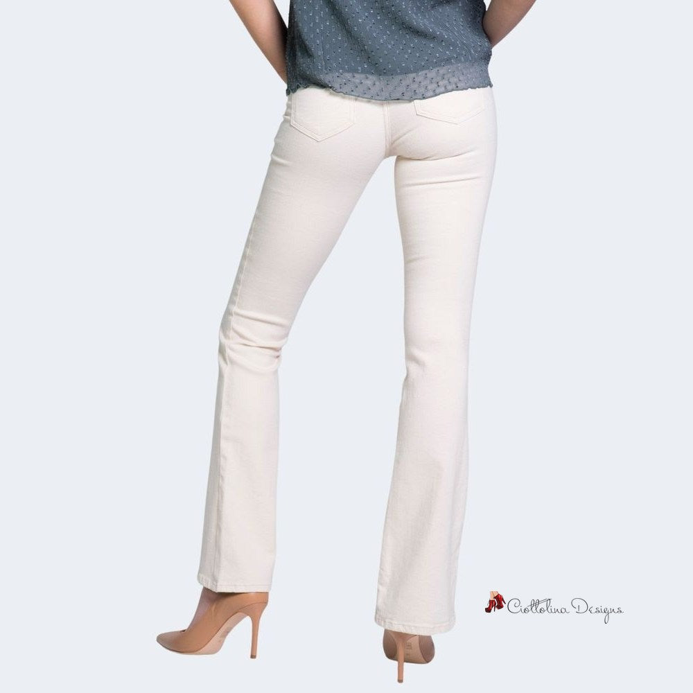 Cream Cotton Jeans & Pant