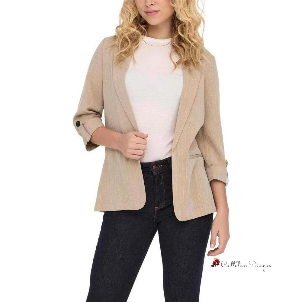 Beige Viscose Suits & Blazer