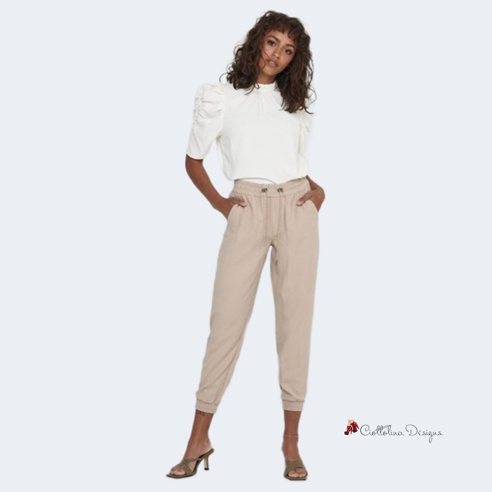 Beige Viscose Jeans & Pant