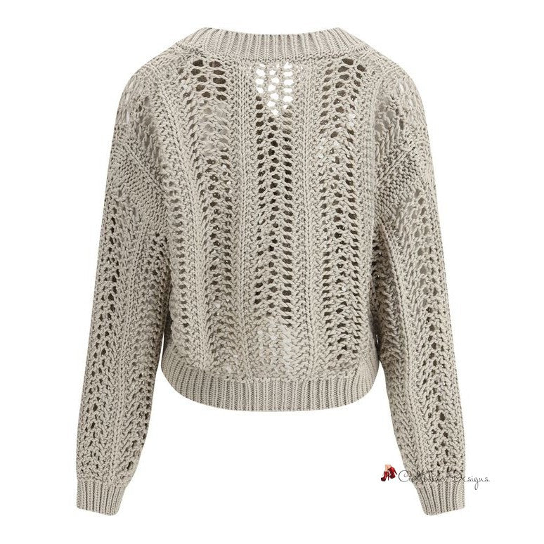 Cardigan in perforated knit