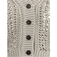 Cardigan in perforated knit