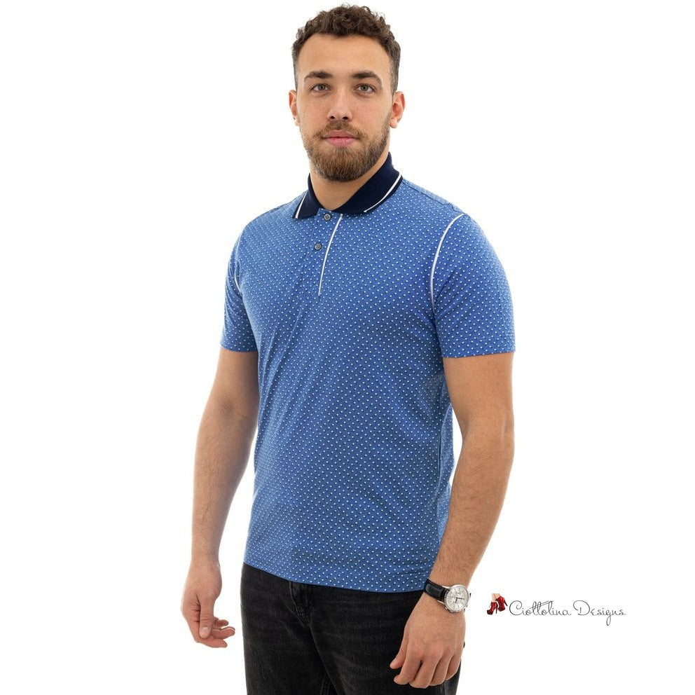 Blue Cotton Polo Shirt