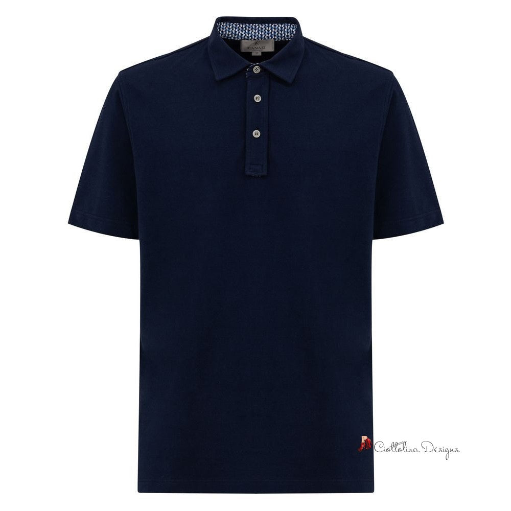 Blue Cotton Polo Shirt