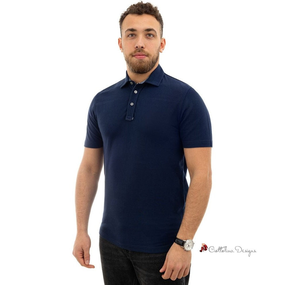 Blue Cotton Polo Shirt