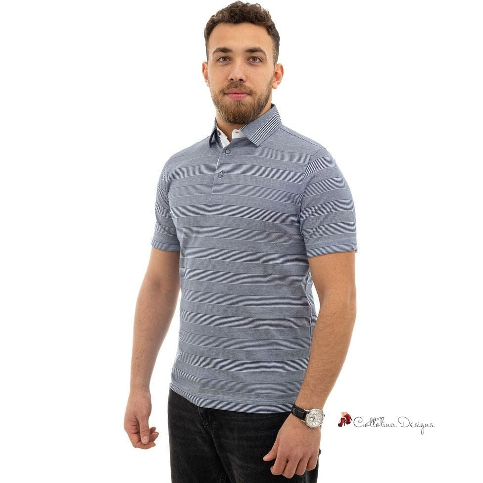 Blue Cotton Polo Shirt