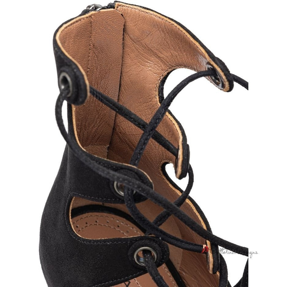 Black Leather Scamociata Sandal