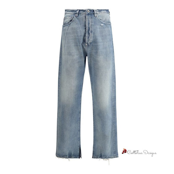 Jeans with back cinch strap