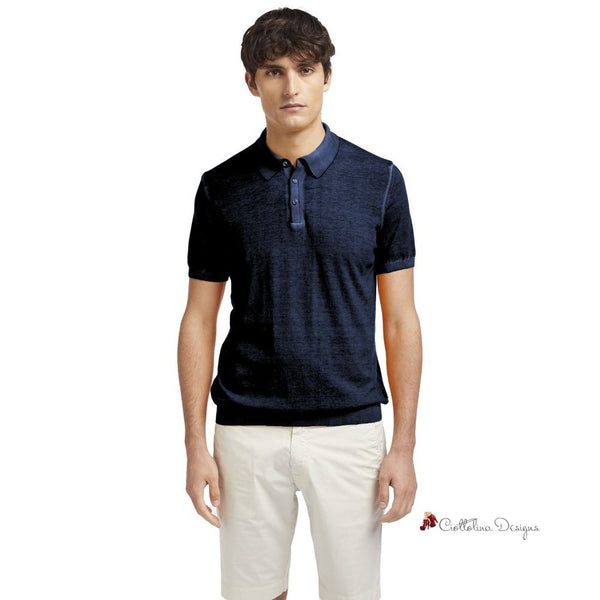 Blue Cotton Polo Shirt