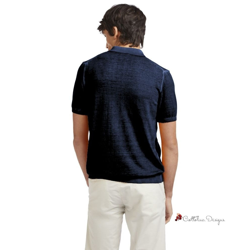 Blue Cotton Polo Shirt