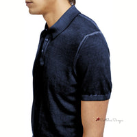 Blue Cotton Polo Shirt