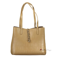 Beige Polyethylene Women Handbag