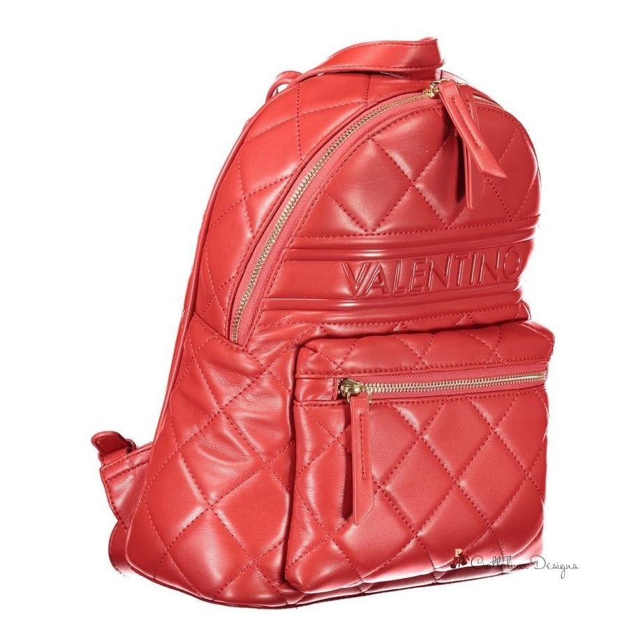 Red Polyethylene Women Backpack