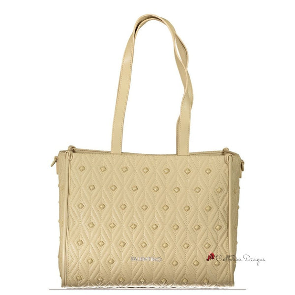 Beige Polyethylene Women Handbag