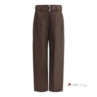 Belted linen Pants