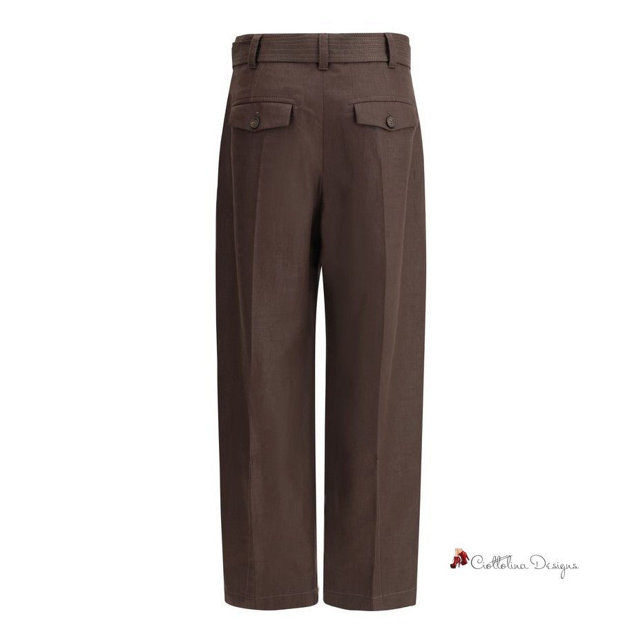 Belted linen Pants